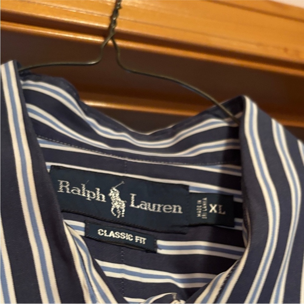 Ralph Lauren Men's Navy Striped Shirt - xLarge
